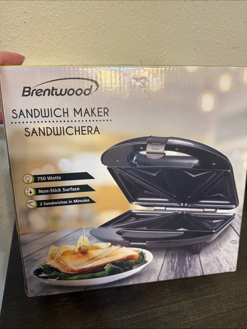 Brentwood Black Sandwich Maker - 750W Non-Stick Grill NIB